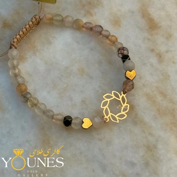 دستبند گندمی گرد لیزری طلا